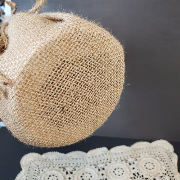 Farmhouse Natural Cotton Stems in a Burlap Vase Decor Country Floral Arrangement - Picture 6 of 8